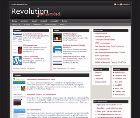 Revolution Generated template for the PixoPoint template generator