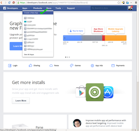 Creating a Facebook application screenshot #1