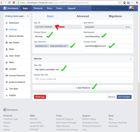 Creating a Facebook application screenshot #4