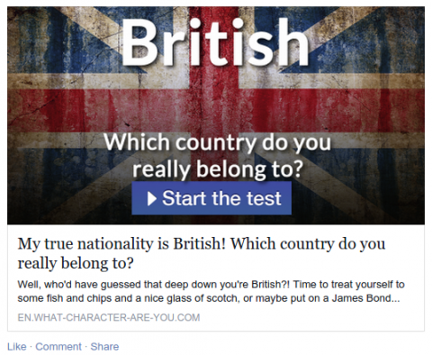 Click bait link for "Which country do you really belong to?" quiz.